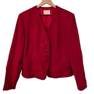 Pendleton Vintage Crimson Red Cropped Long Sleeve Wool Jacket - Sz. 16